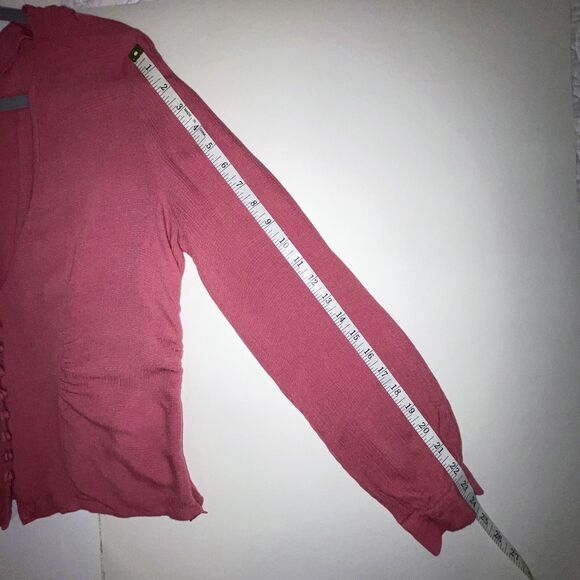 Free People Maise Button Front Blouse Long Puff Sleeve Top Rose Mauve Pink S M - Picture 10 of 14